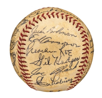 1952 Brooklyn Dodgers NL Champions Team Signed Baseball (22 Signatures Including Robinson)